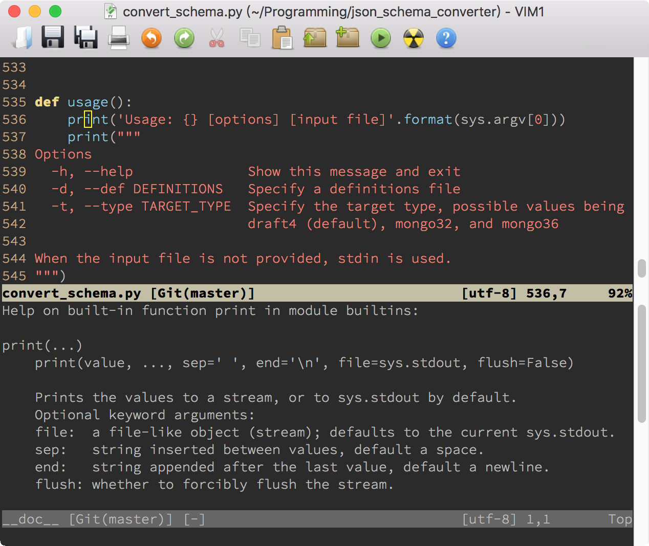 使用 K 查看 Python 的文档 FigX3.2